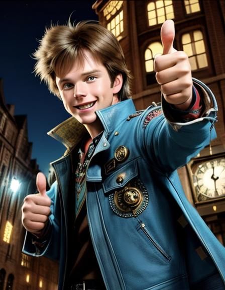Steampunk Marty McFly Gives Double Thumbs Up