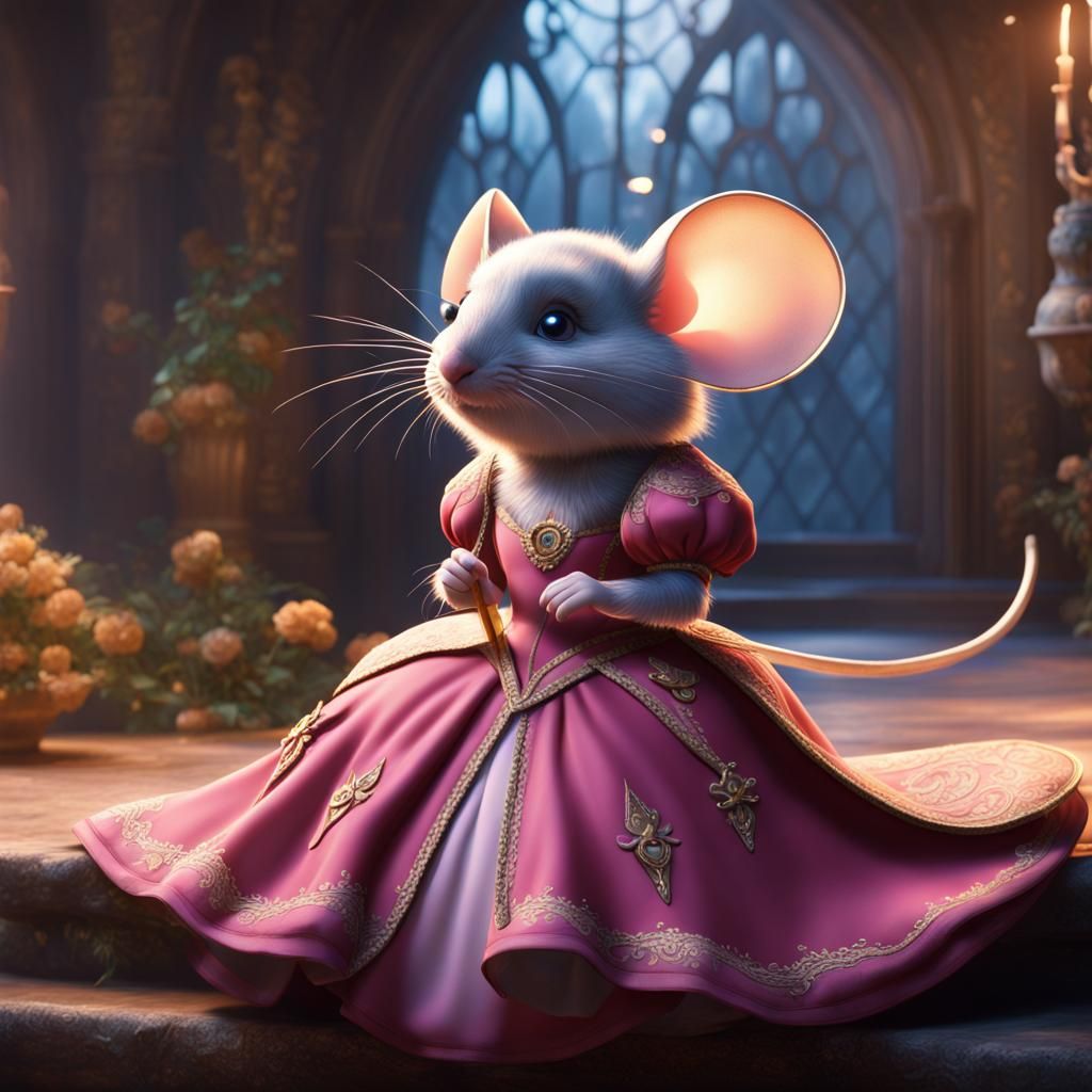 Mouse as Disney Princess: Detailed Fantasy Art