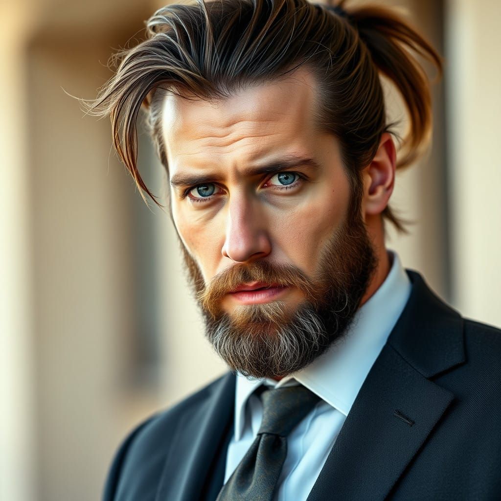 Confident Businessman with Piercing Blue Eyes