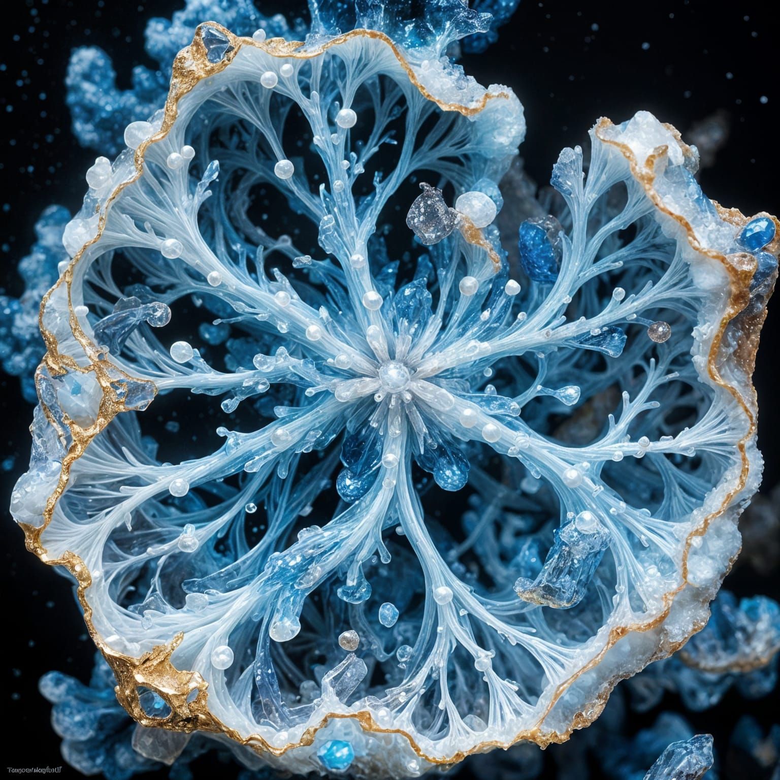 Magnified Salt Crystal with Blue Hue
