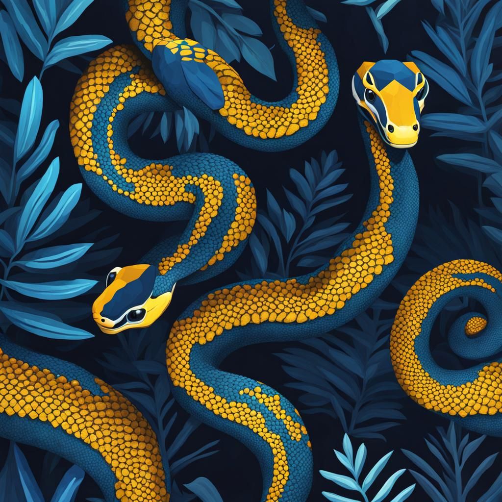 Iridescent Blue Snake in Jungle