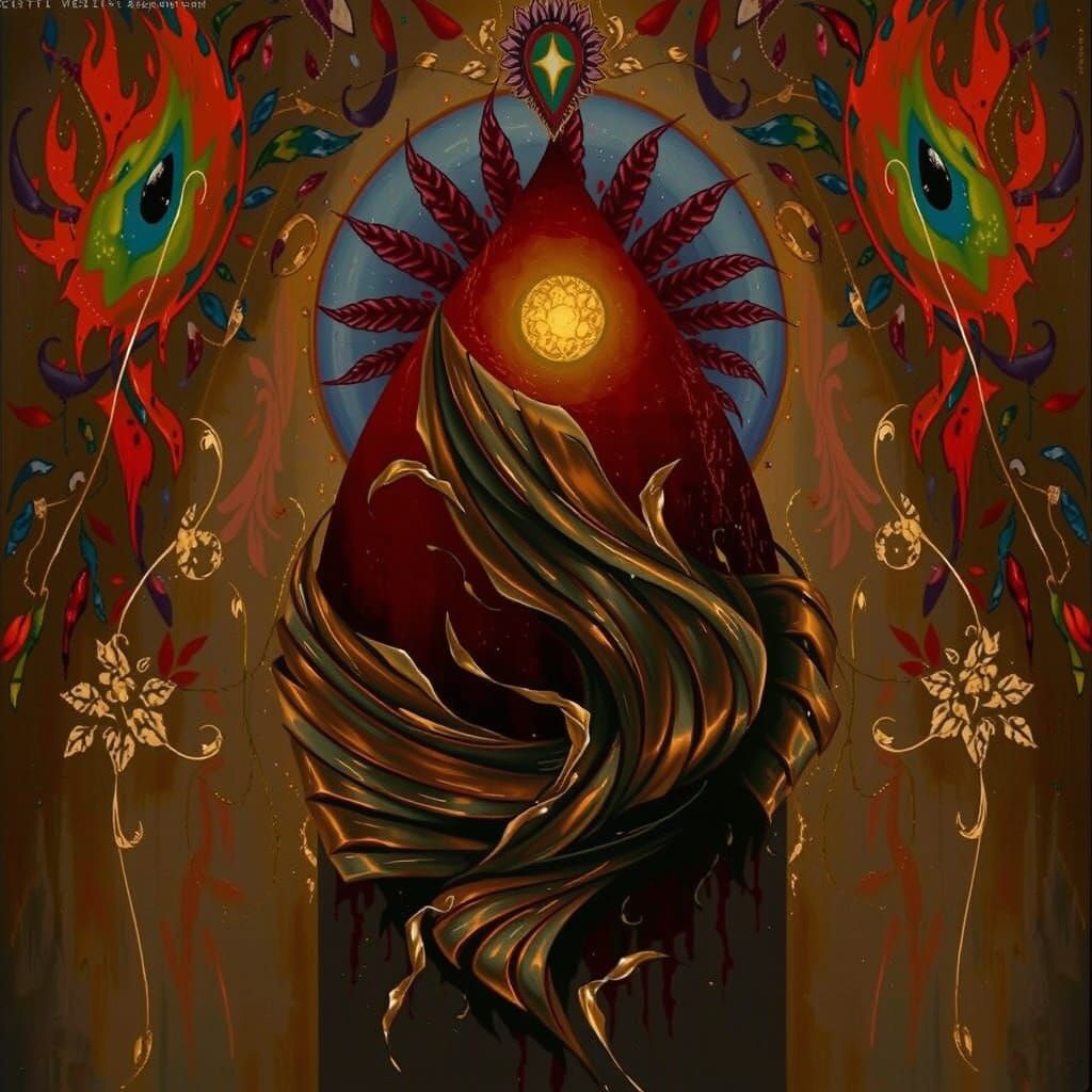 Abstract Expressionism with Iridescent Swirling Patterns