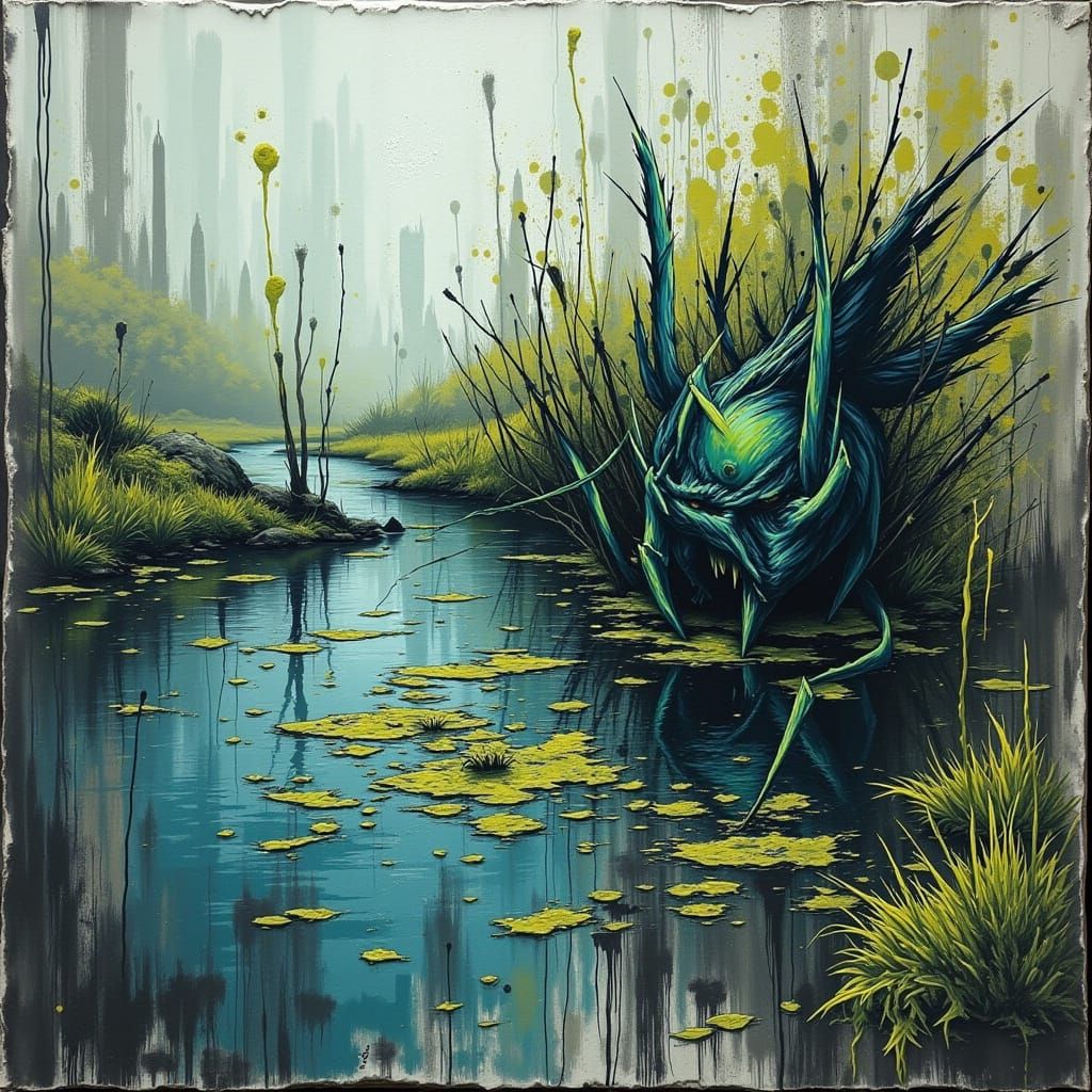 Demented Fishing Pond with Smudges and Scrapes