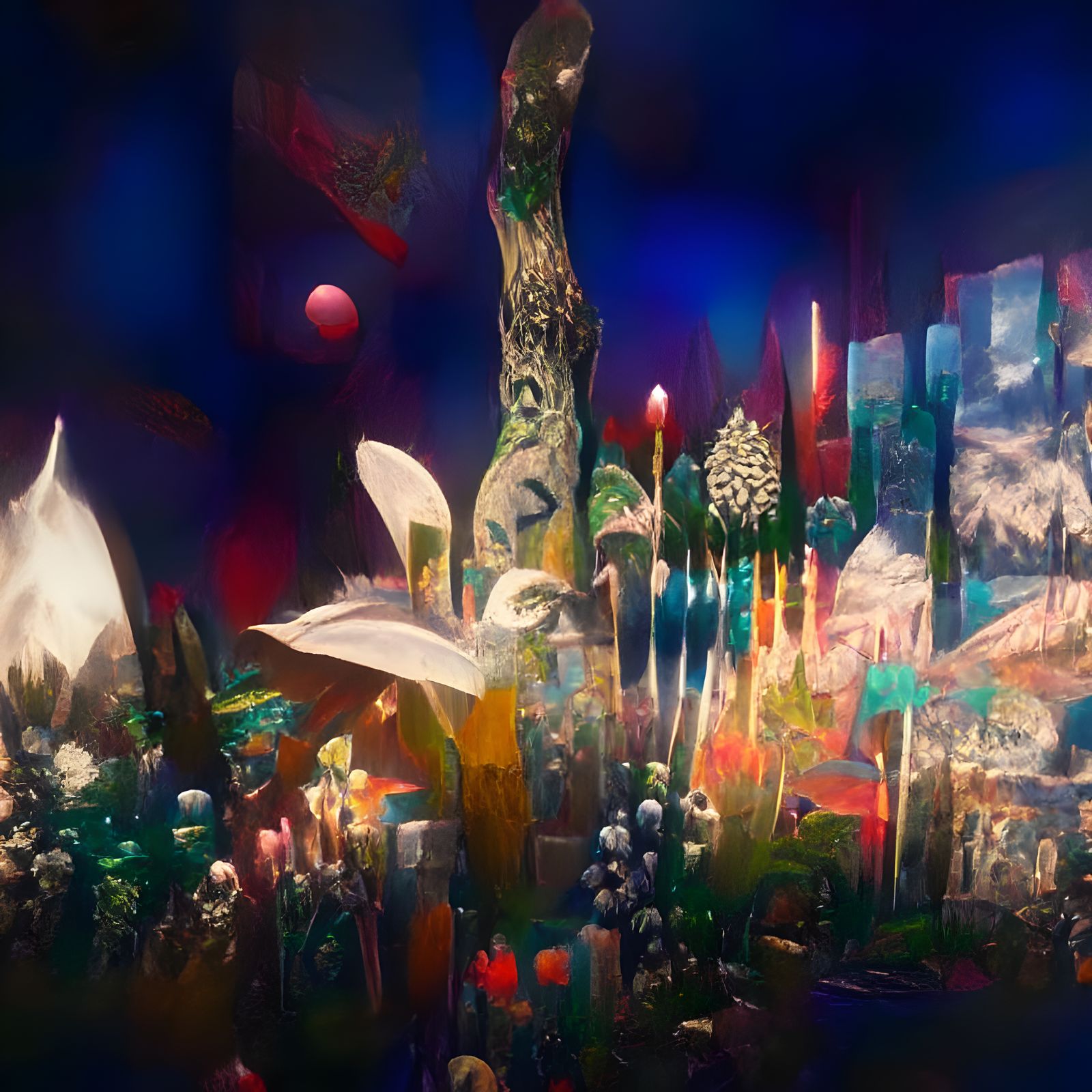 Papercraft Planet: Origami Birds in Surreal Landscape