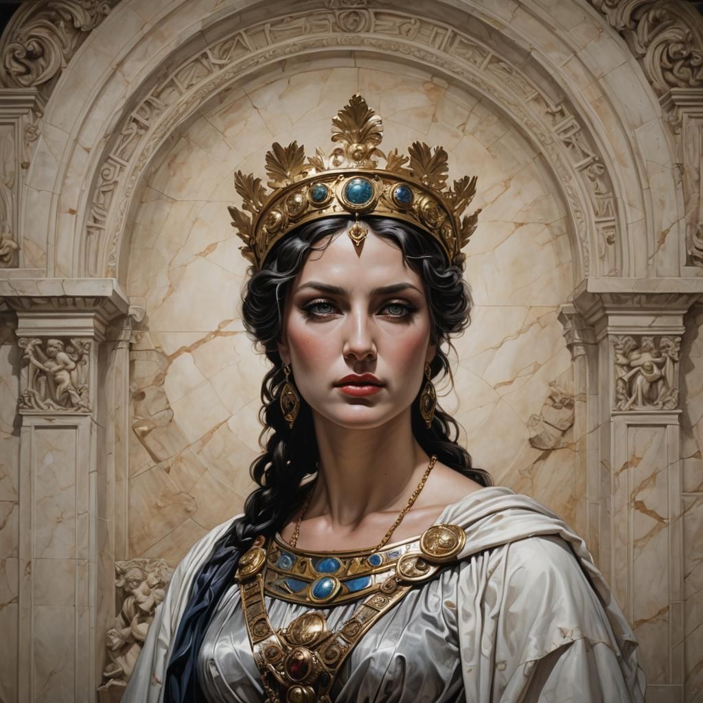 Roman Empress Portrait in Comic Book Style