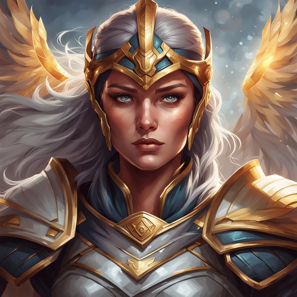 Amazon Valkyrie Athena Portrait, Digital Painting