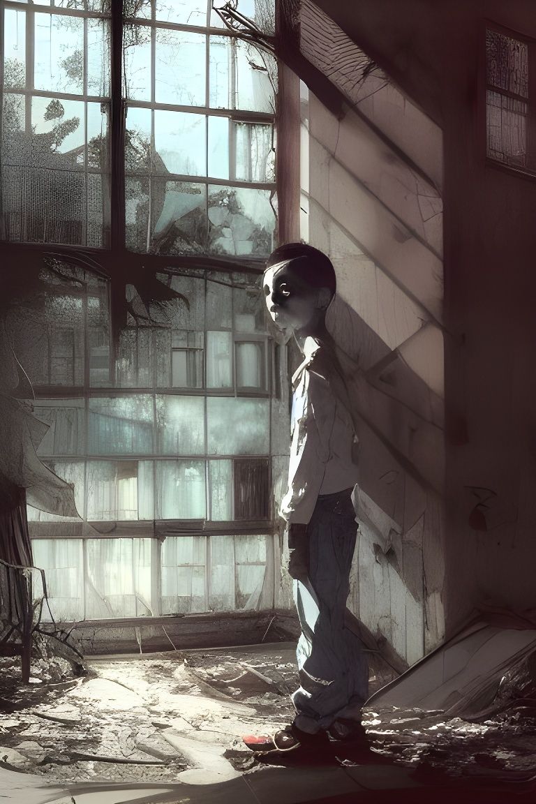Ghostly Boy Portrait in Abandoned Orphanage