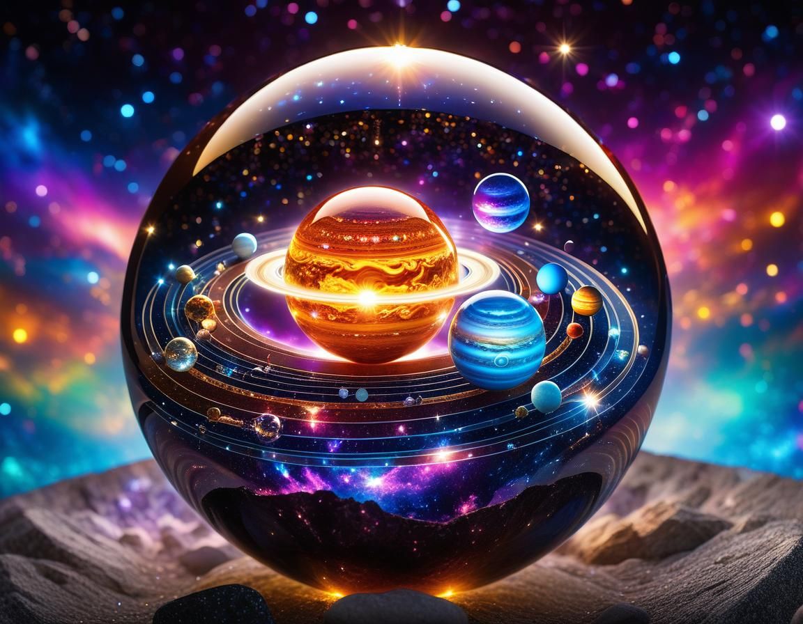 Radiant Solar System in Psychedelic Cel-Shaded Style