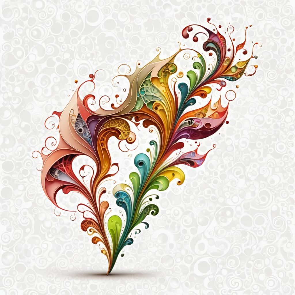 Abstract Vector Fractal with Zentangle 3D Shading