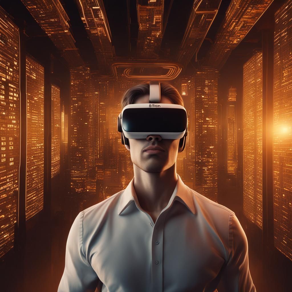 Bitcoin and VR Glasses in Digital Matte Painting