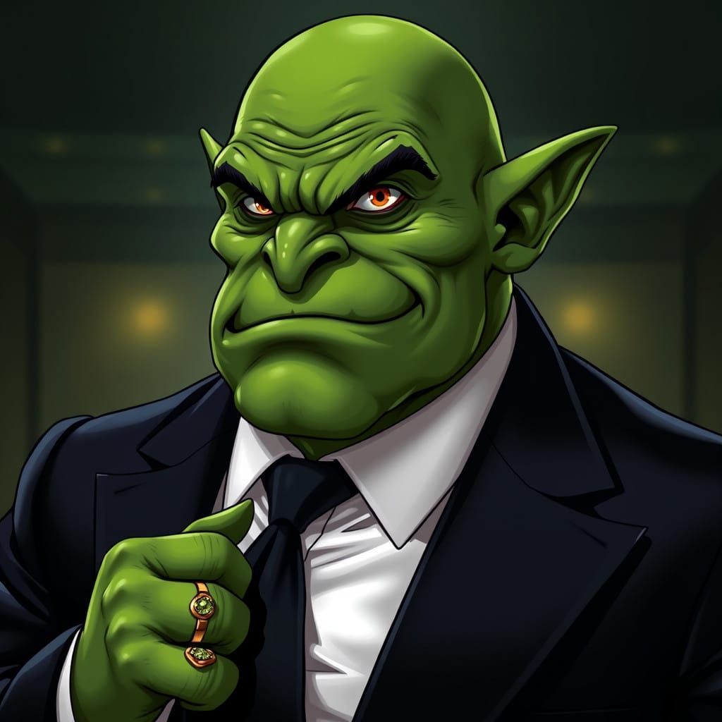 Goblin Corporate Tycoon in Dark Luxury Style