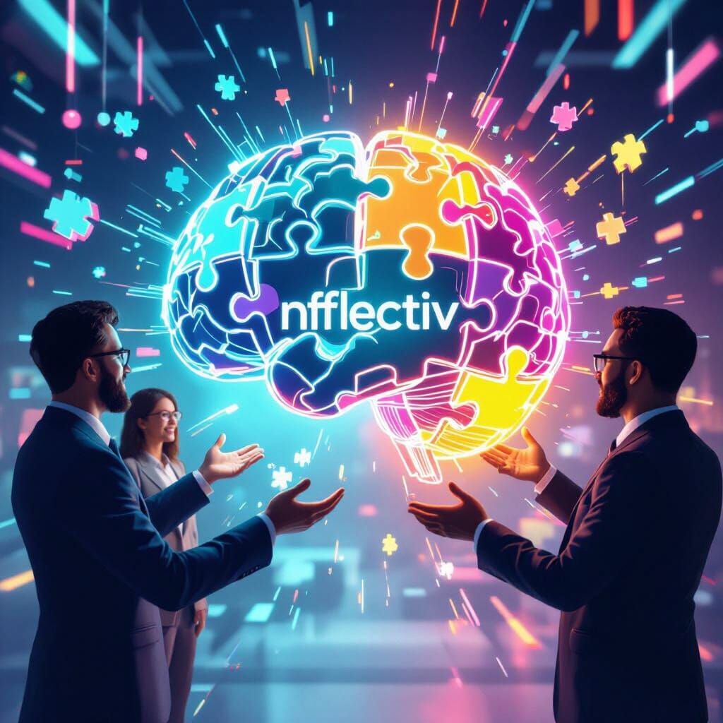 Fragmented Brain with Corporate Puzzle Pieces in Futuristic ...