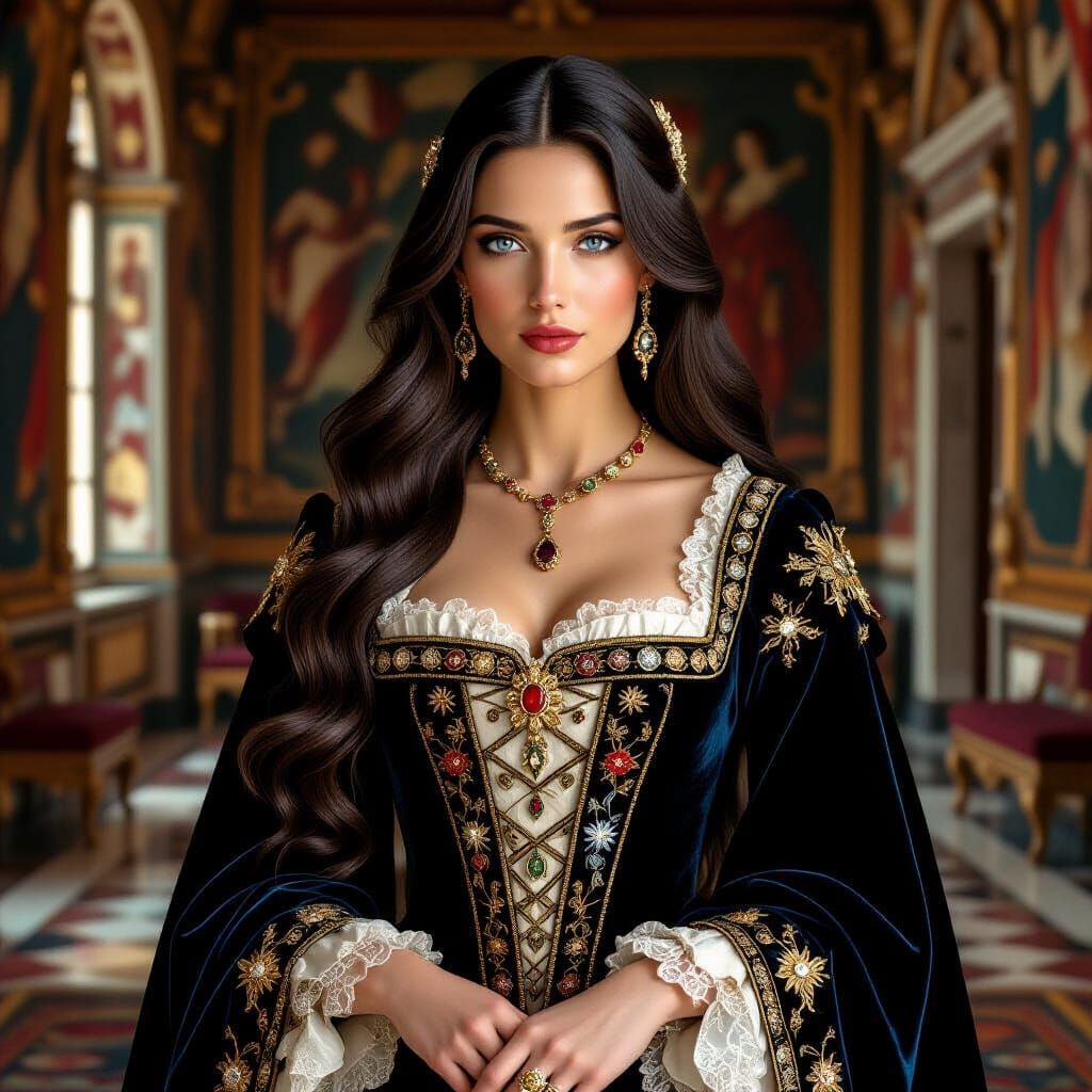 Medieval Noblewoman Portrait in Renaissance Style