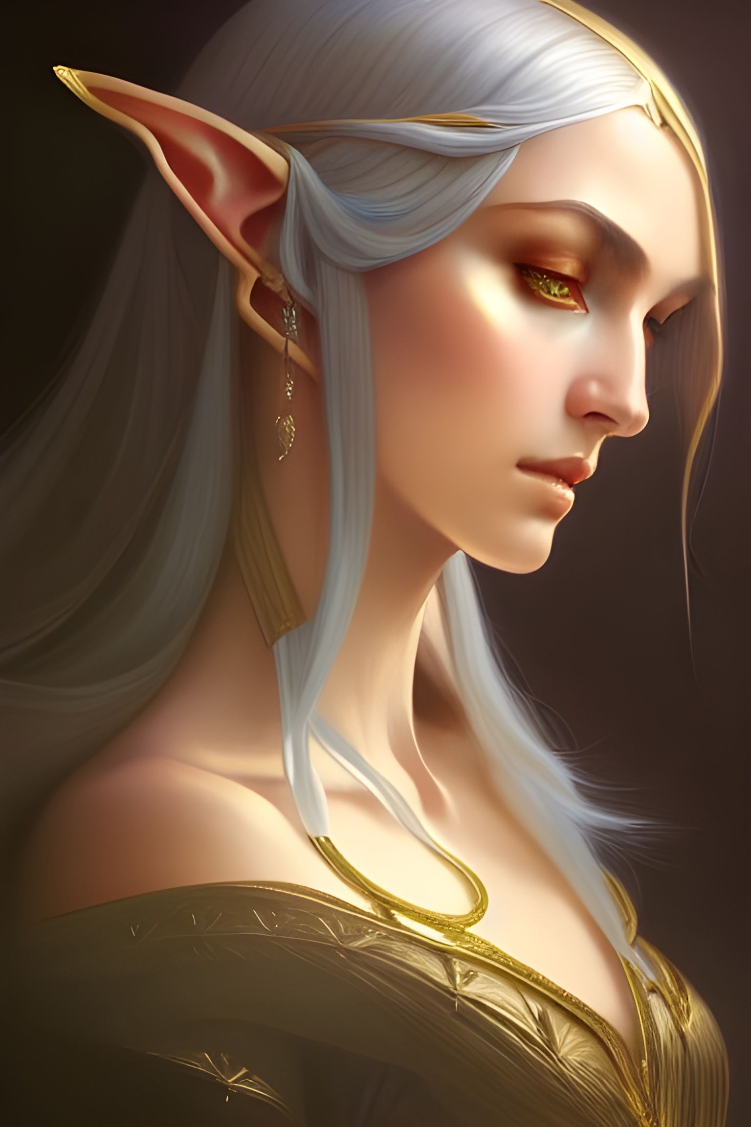 Elegant High Elf Portrait in Fantasycore Style