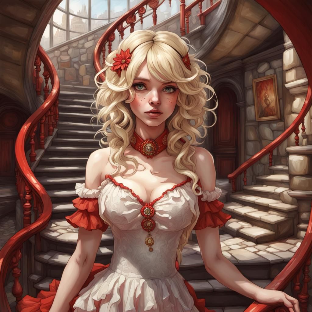 Ornate Glass Sphere: Burton-Style Rag Doll Portrait