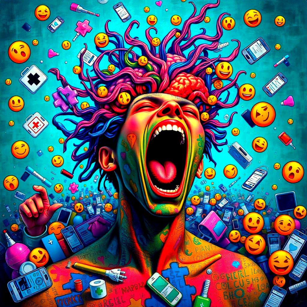 Surreal Brain Explosion in Psychedelic Colors