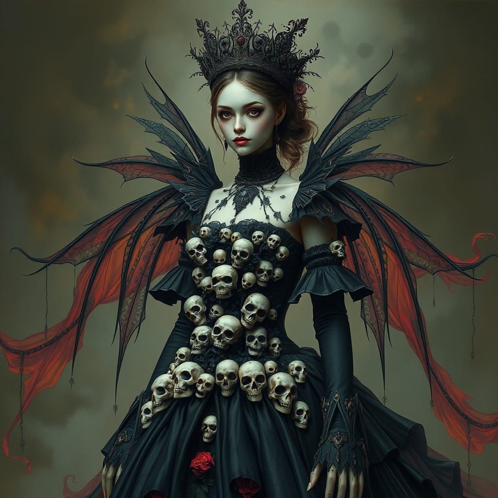 Gothic Princess in Dreamlike Fantasy Dress