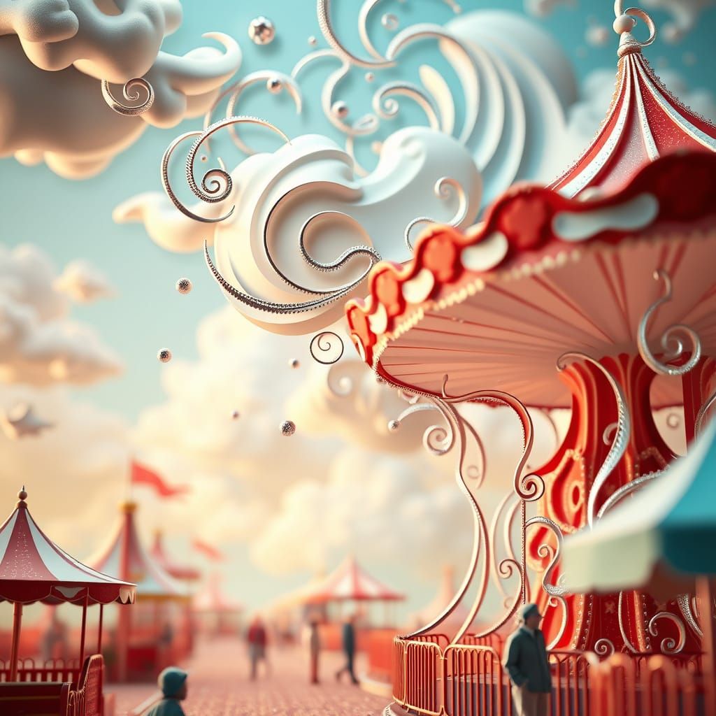 Whimsical Amusement Park Dreams in Liquid Silver