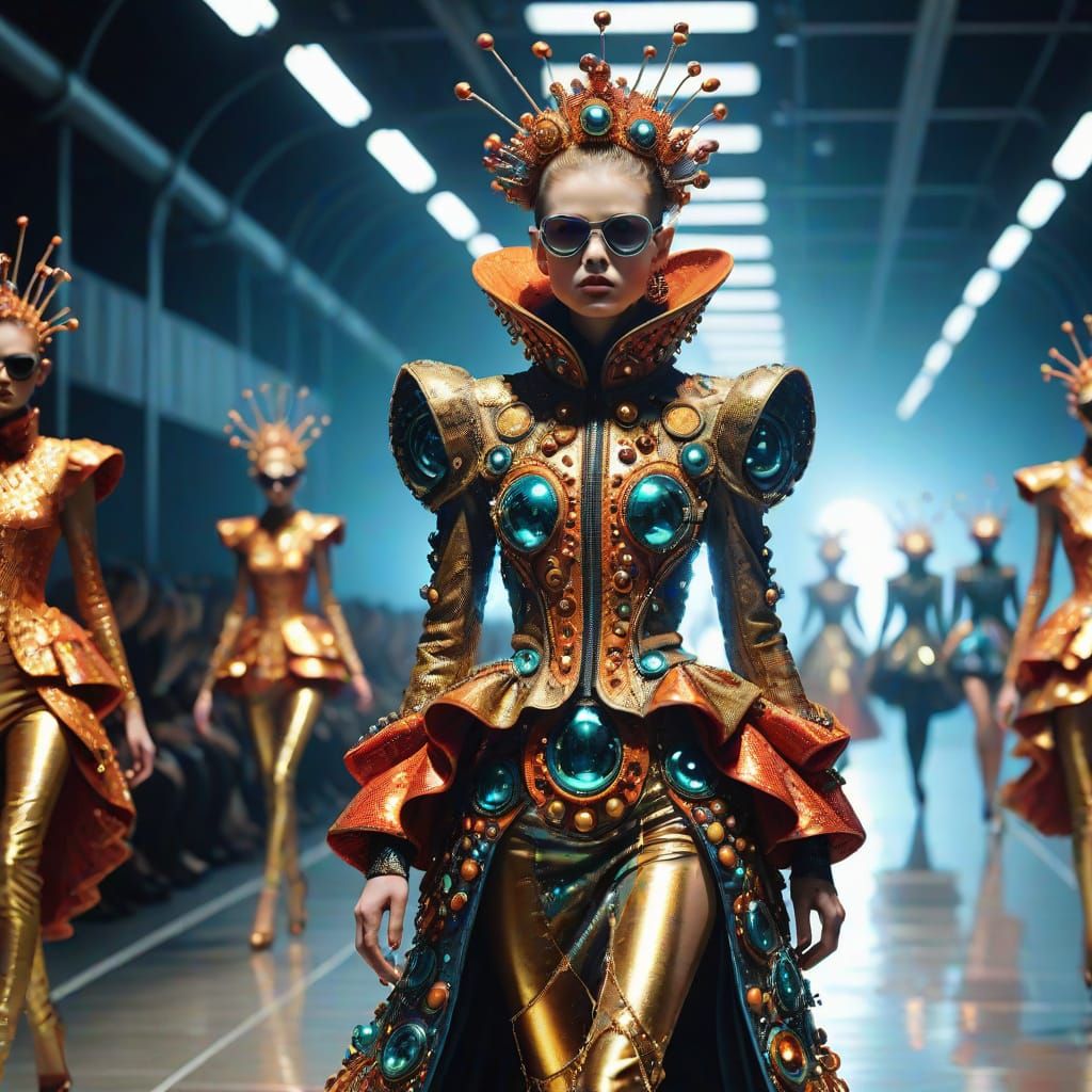 Microscopic Viruses Model Humorous Couture on Fashion Runway