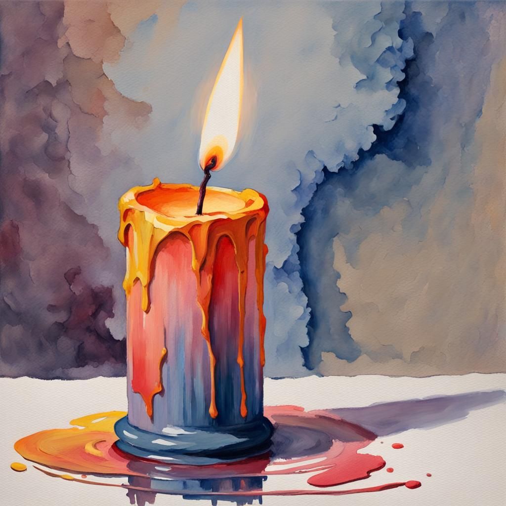 Candle in Gouache Style Impressionist Masterpiece