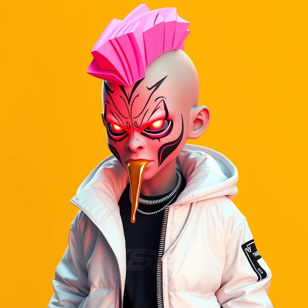 Futuristic Baby Dr. Evil Cyberpunk Sculpture