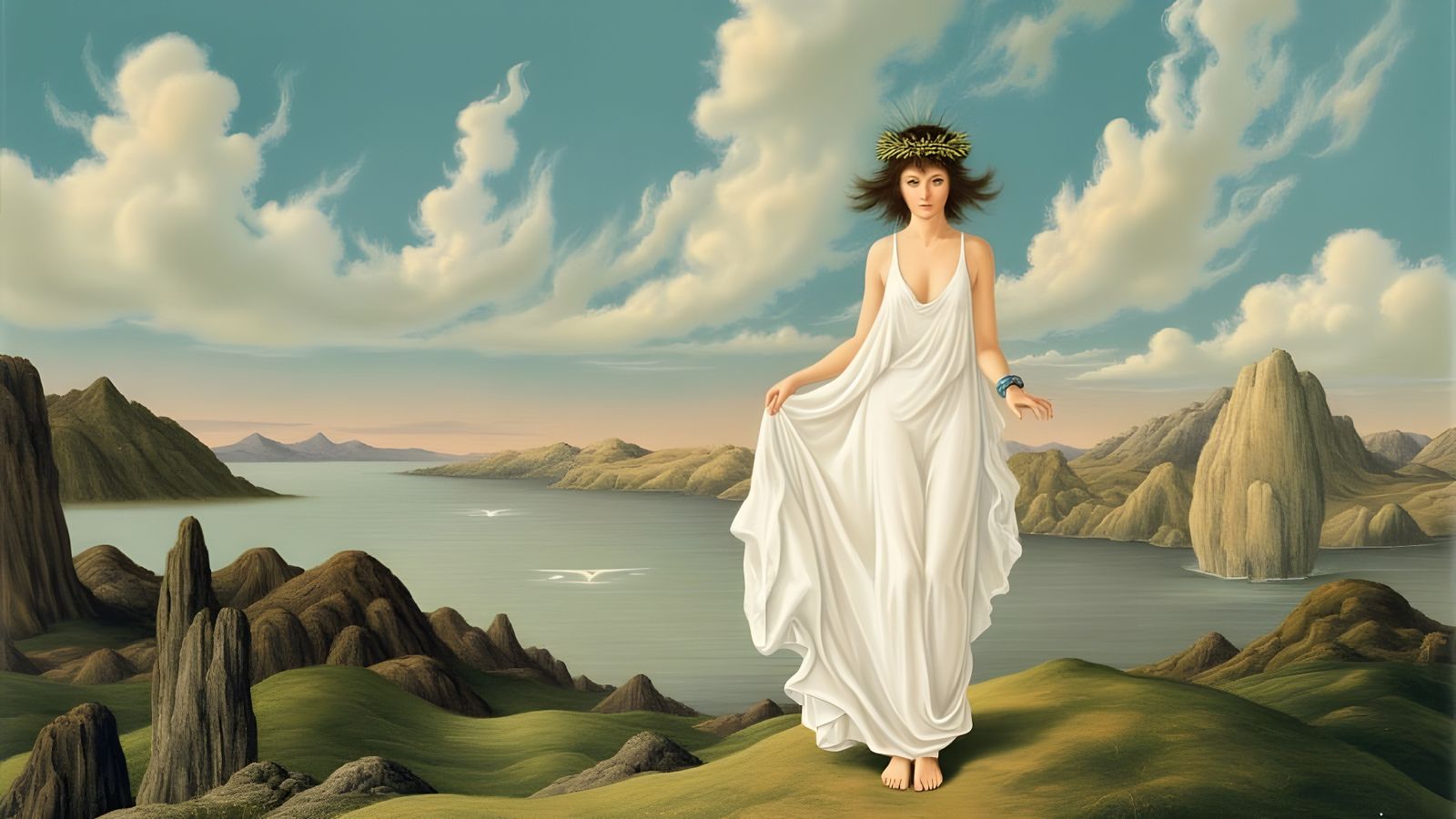 Mystical Greek Priestess Enters Dreamlike Realm
