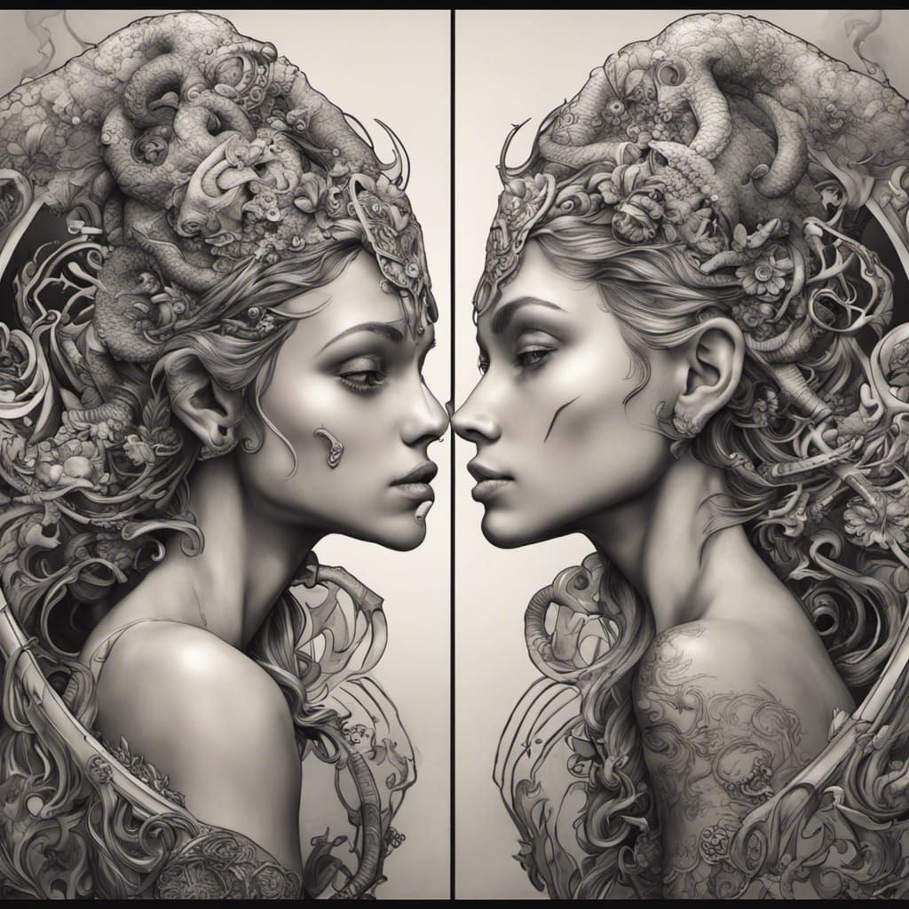 Aquarius and Aries Astrology Sign Tattoo Designs