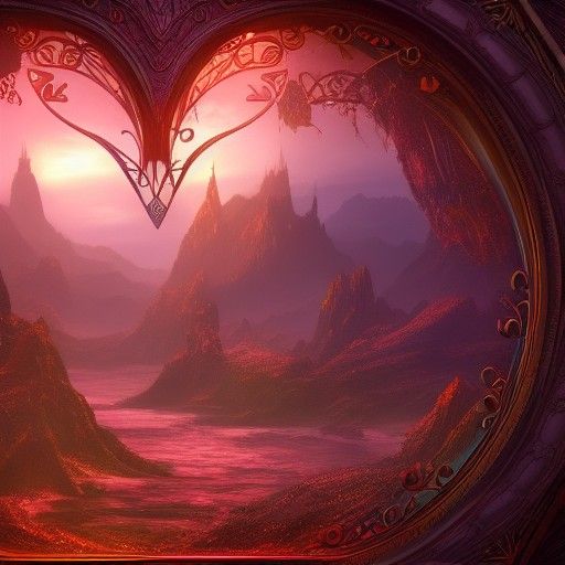 Fantastical Love Hearts in Detailed Matte Painting