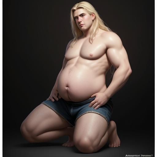 Young Man with Pregnant Belly: Hyperdetailed Digital Art