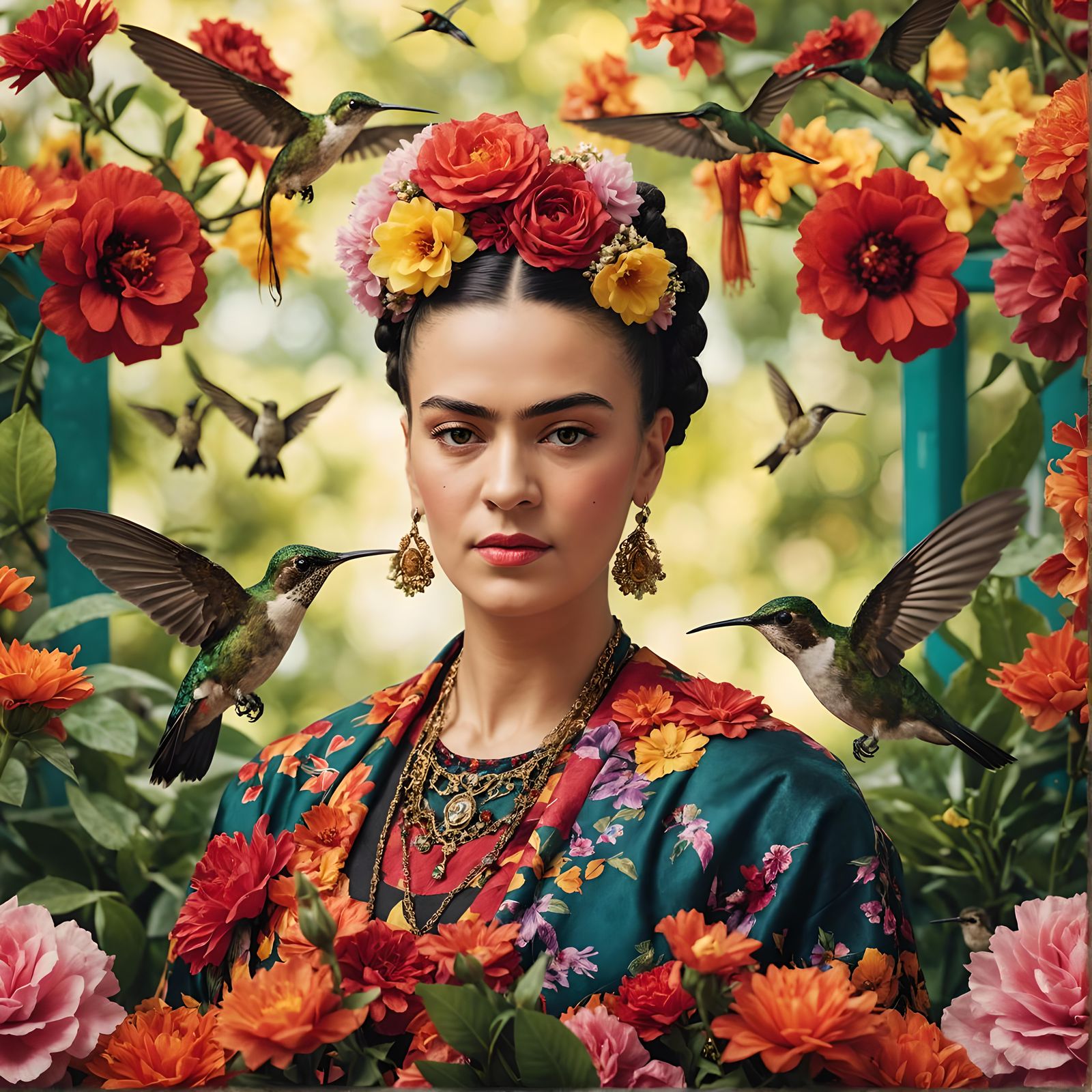 Floral Portrait of Woman in Surrealist Style