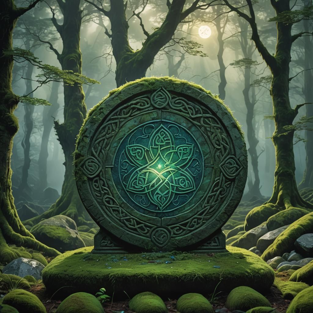 Mystical Celtic Lunar Symbol in Fantasy Art Style