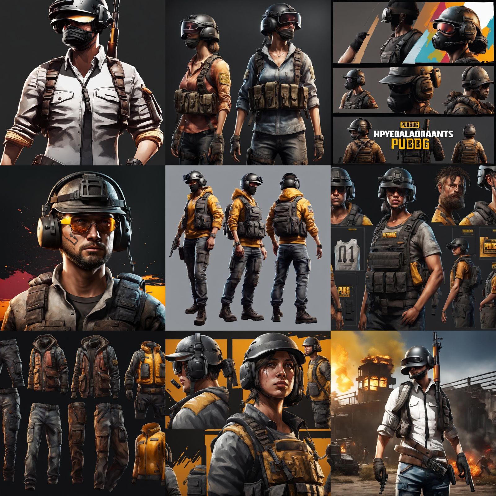 Hyperrealistic PUBG Clothing on Black Background