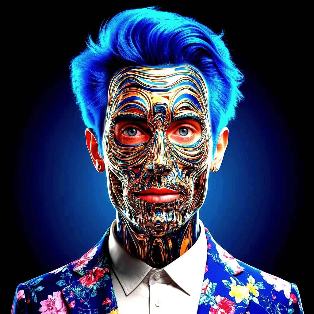 Surreal Distorted Man in Impressionistic Portrait