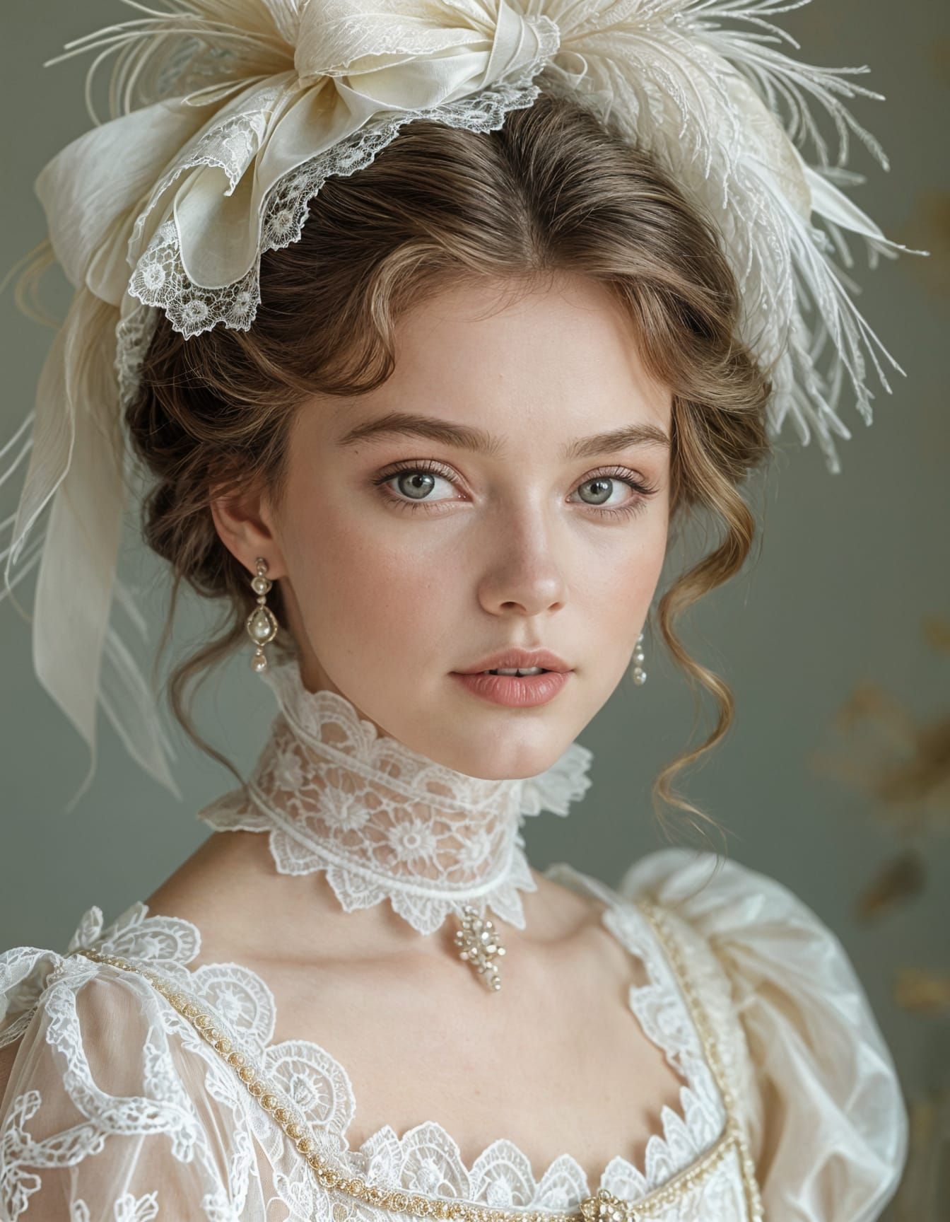 Elegant 18th-Century Girl Portrait in Rococo Style