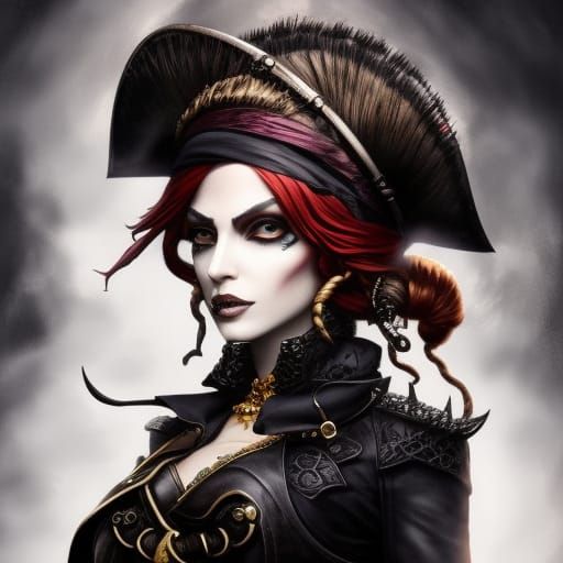 Inkpunk Pirate Concept Art in Dark Fantasy Style