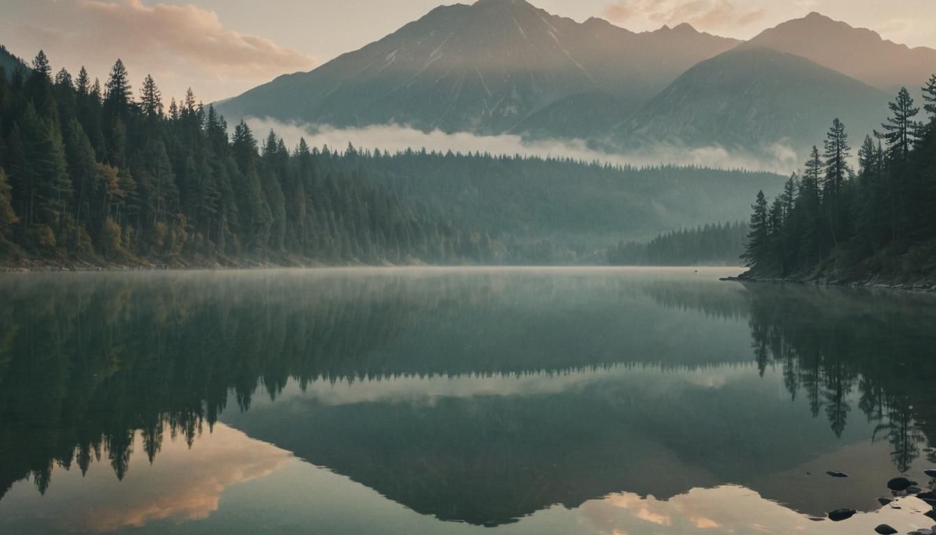 Serene Lake Reflects Majestic Mountains at Sunrise