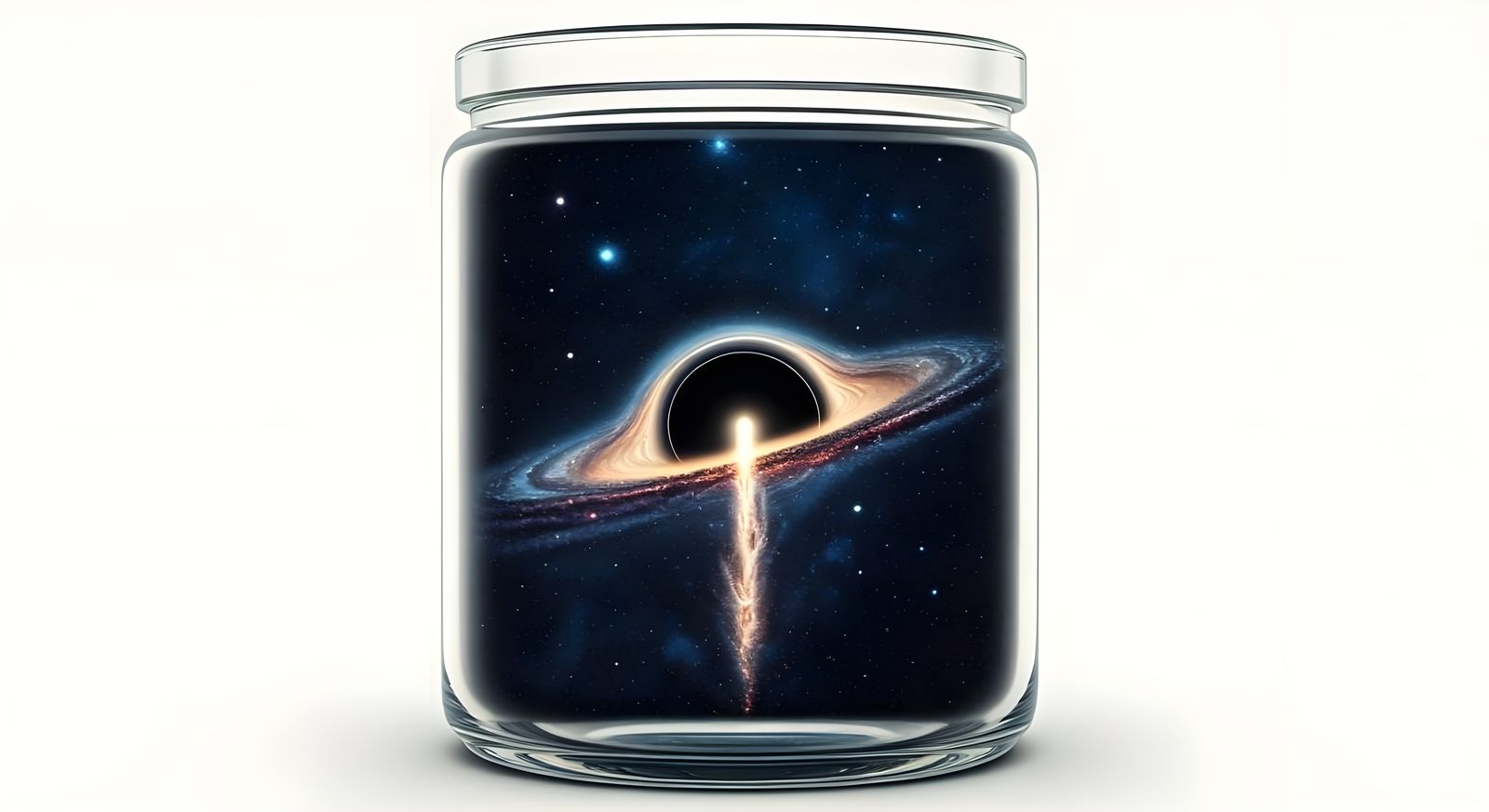 Galactic Waterfall in Glass Jar, Panoramic View