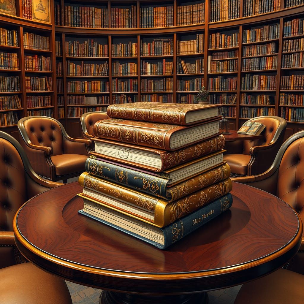 Luxurious Book Collection in a Cozy 80s-Style Bookstore