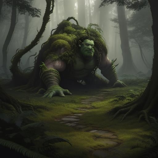 Ogre in Mystical Forest Digital Painting