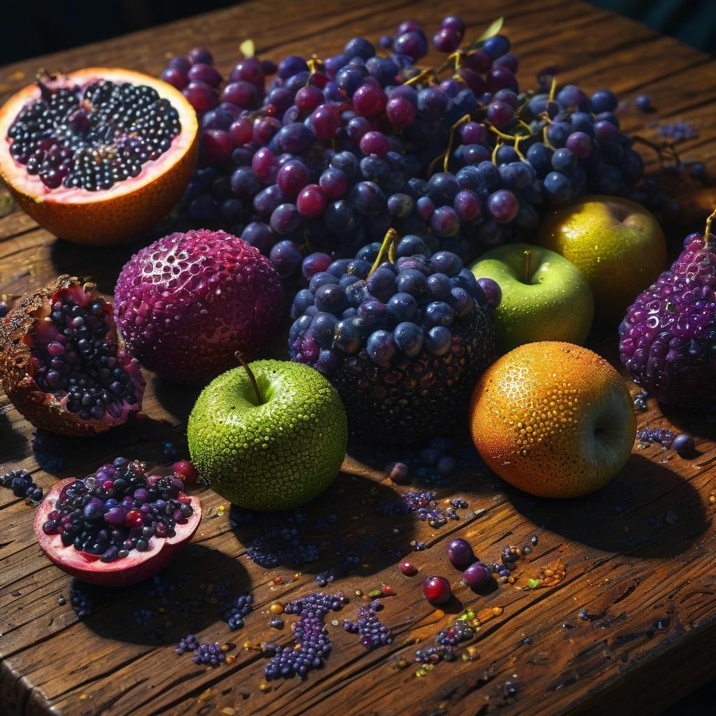 Pointillist Still Life of Decaying Fruit