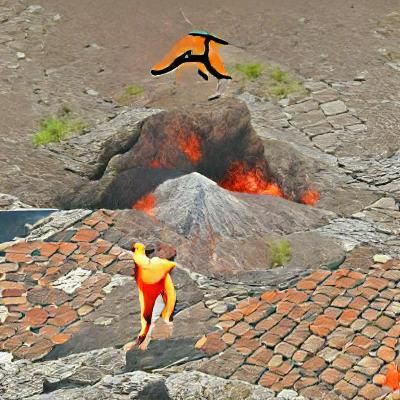 Person Jumps into Fiery Volcano