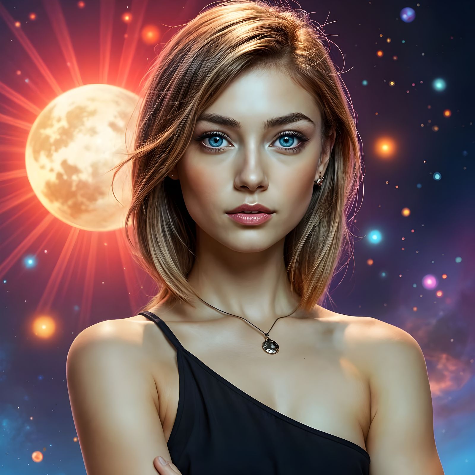 Music Princess in Space with Minimalist Dress