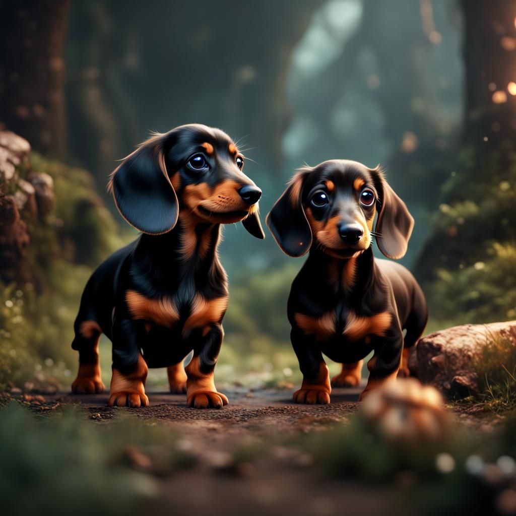 Detailed Matte Painting of a Dachshund Puppy