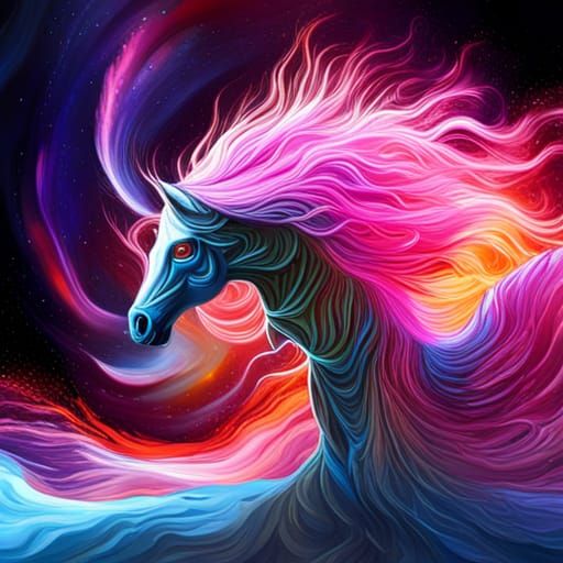 Horse in Space: Graffiti Art Concept
