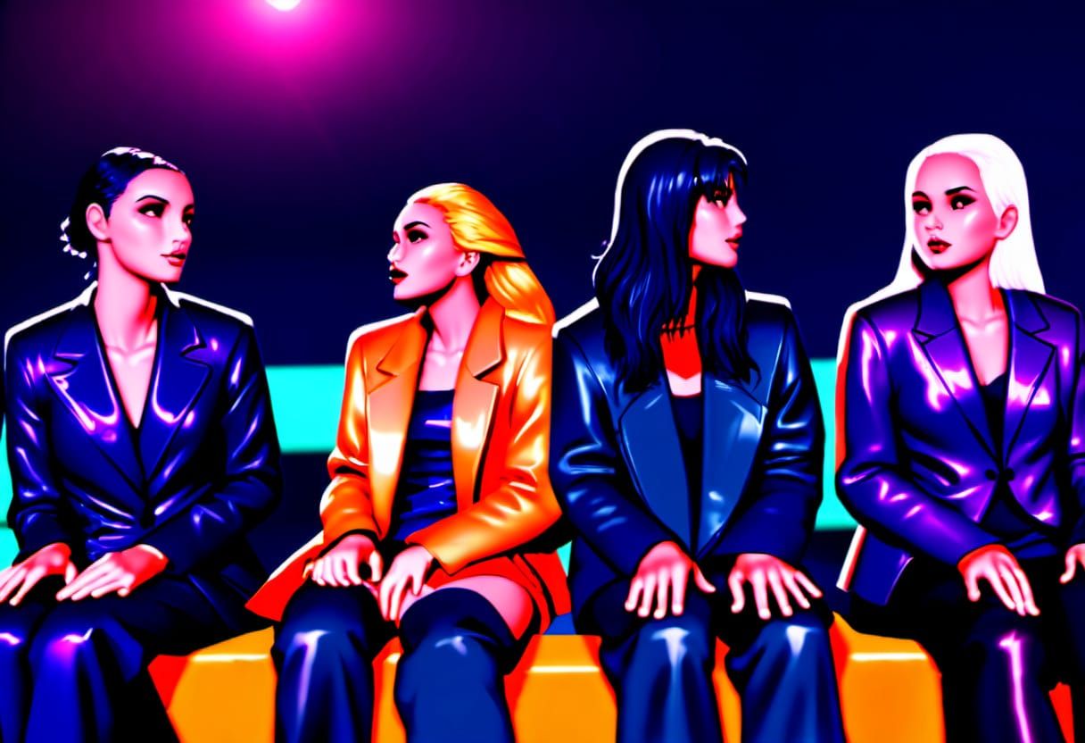 Cyberpunk Anime Characters in Neon Cityscape