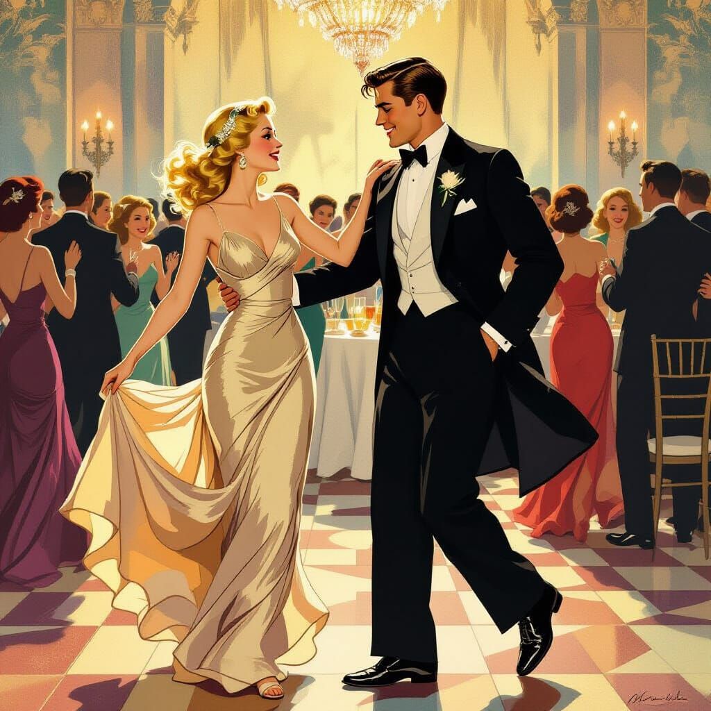 Nancy Drew and Ned Dance in Art Deco Style