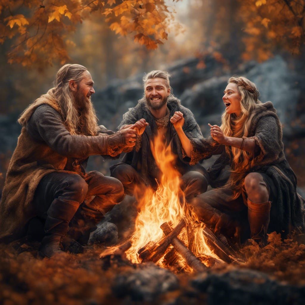 Norse Pagans Celebrate Autumn in Wilderness: Splash Art