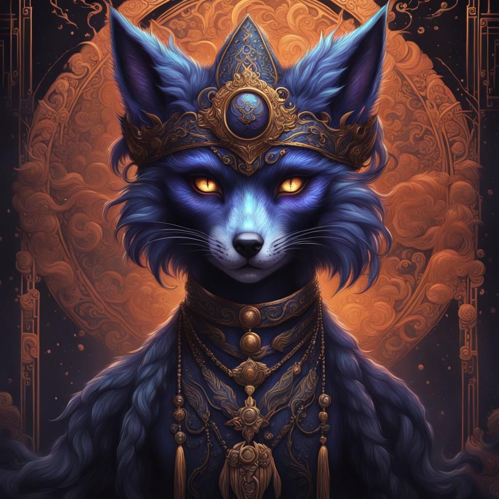 Goth Flapper Kitsune Chalk Art in 8K