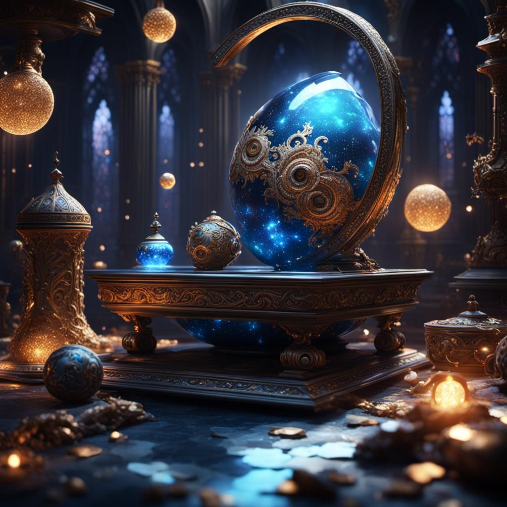 Sparkling Magical Objects in Detailed Matte Painting