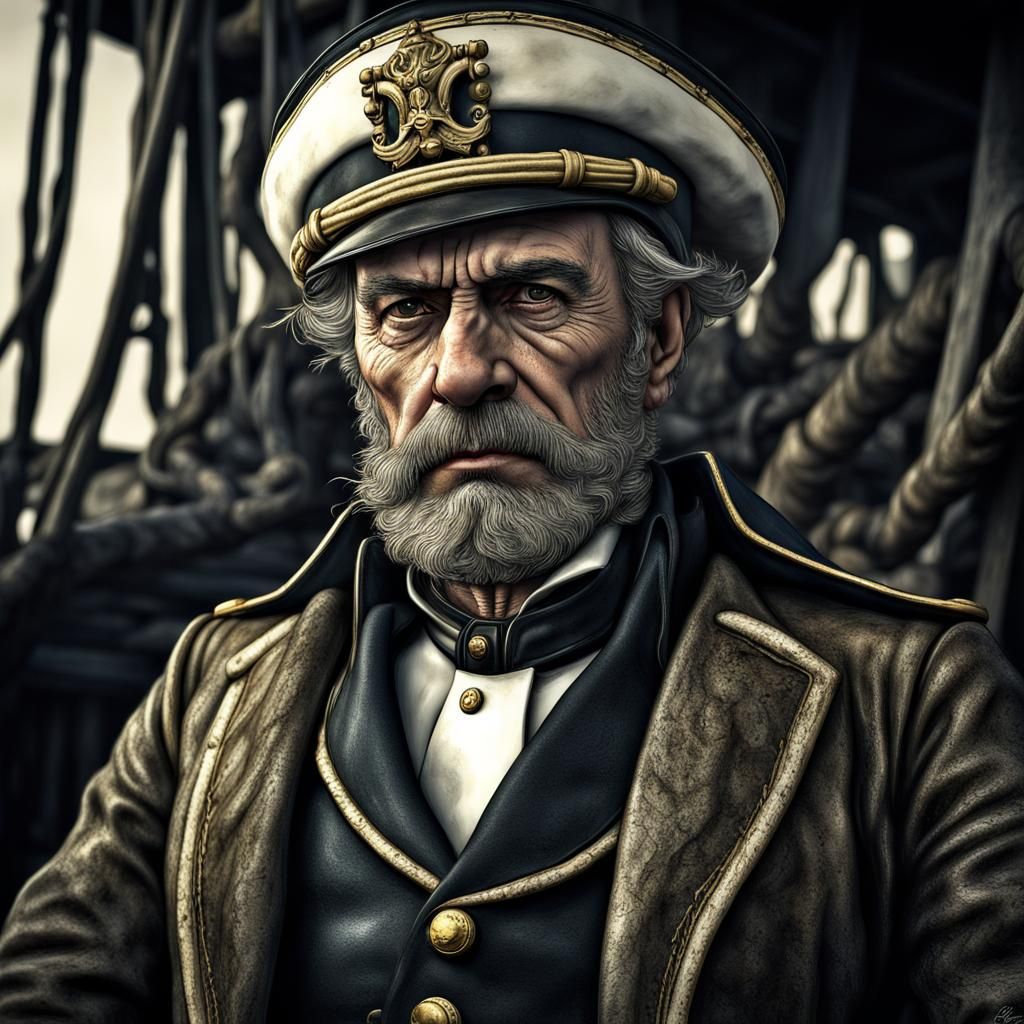Hyperrealistic Portrait of a Debauched Sea Captain